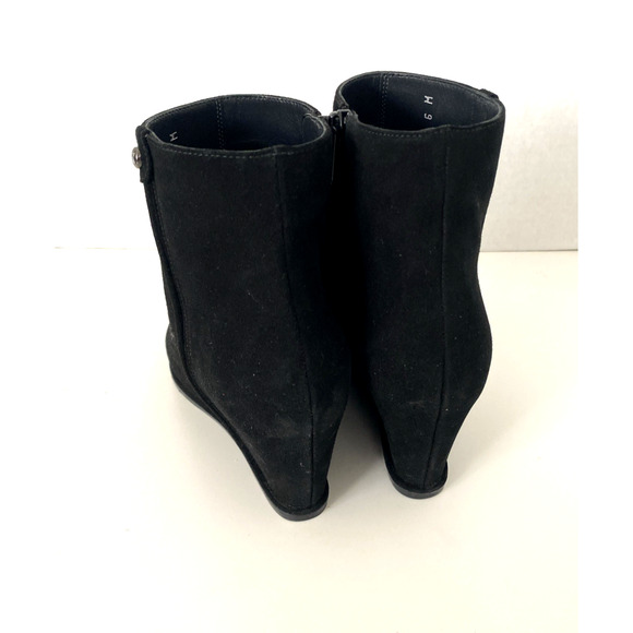 Stuart Weitzman Sidetrack Suede Bootie Ankle Boot Black Round Toe Wedge … - Picture 7 of 9